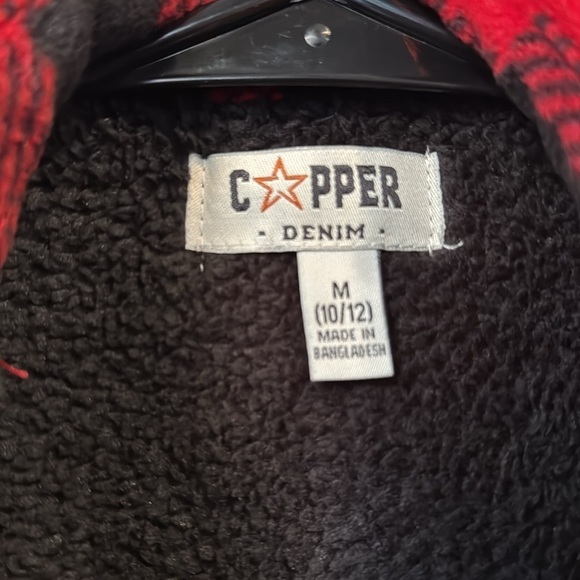 Shacket boys 10 12 NEW Copper Red Black buffalo plaid pocket snap close Jacket - Picture 2 of 5